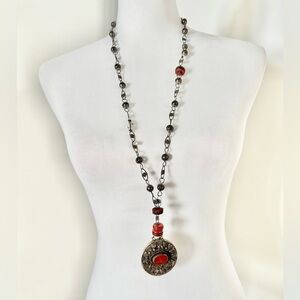Turkish/Moroccan (?) ethnic silver and rust stone necklace